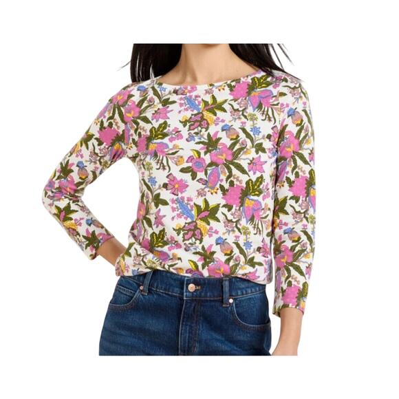 Talbots Bateau Neck 3/4 Sleeve Floral The Talbot Tee Size Medium NWT - Picture 1 of 7